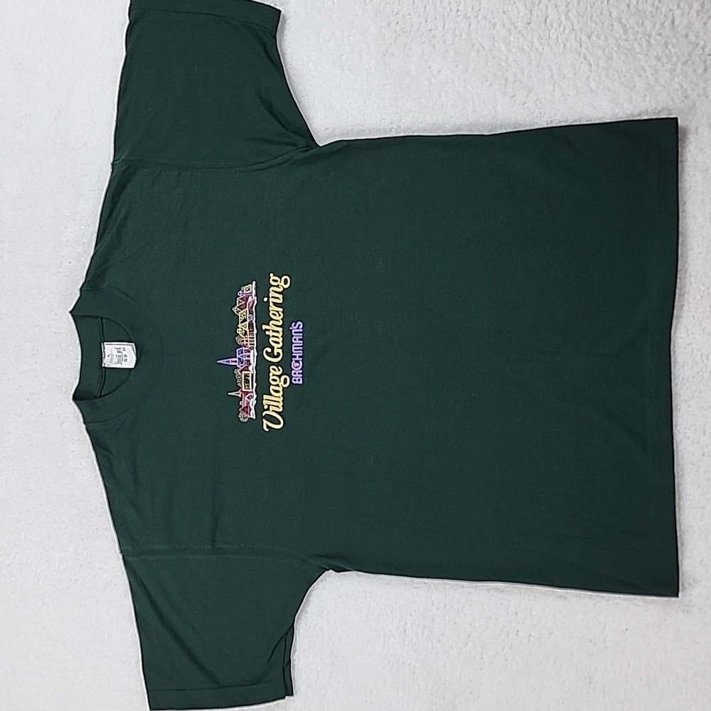 Vintage Bachmans Fruit Of The Loom Holiday Village Gathering Green Tee 1996 NWT